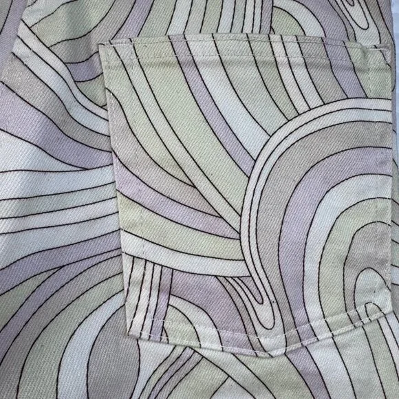 Wilfred Free Vera Pants Size 0 Green Gray Swirl Printed Cotton Stretch Twill - Picture 9 of 14